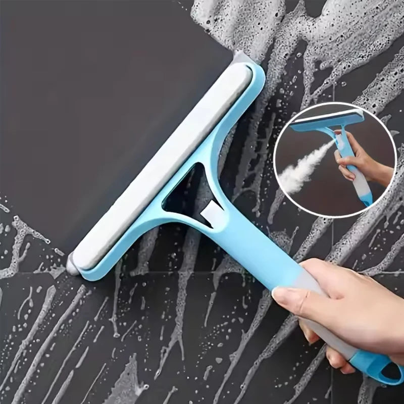 Multifunktions-Glaswischer mit Sprühfunktion-Silikon-Glasabzieher für Fenster, Dusche, Küche & Auto