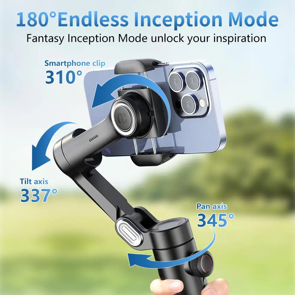 AOCHUAN 3-Achsen-Hand-Gimbal-Stabilisator für Smartphone mit Fülllicht für iPhone Android Face Tracking Vlog Smart XE